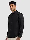 Black Full Sleeve Waffle Shirt For Men