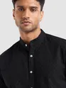 Black Mandarin Collar Shirt For Men