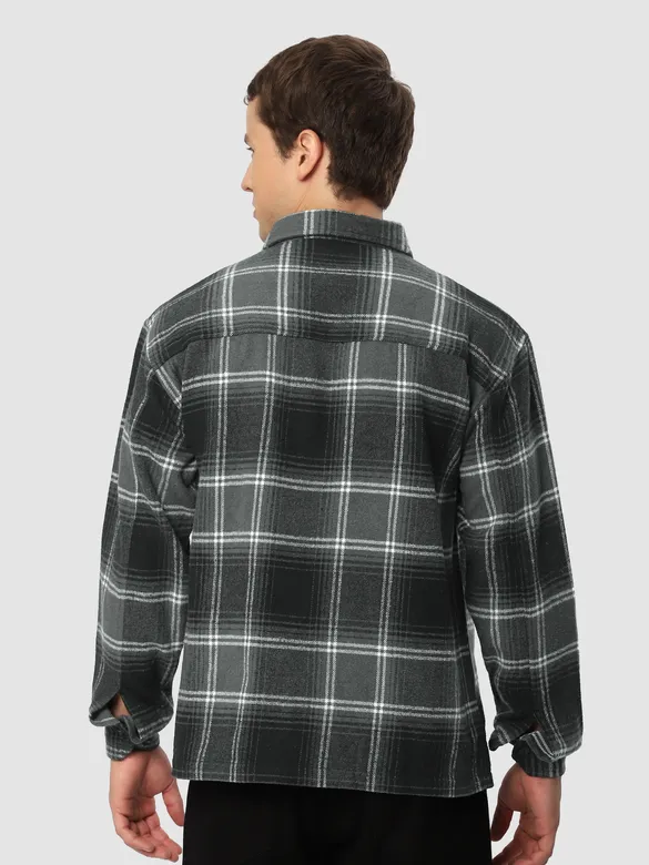 Black Recycled Check Flannel Shirt