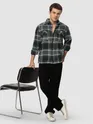 Black Recycled Check Flannel Shirt