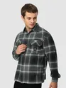 Black Recycled Check Flannel Shirt