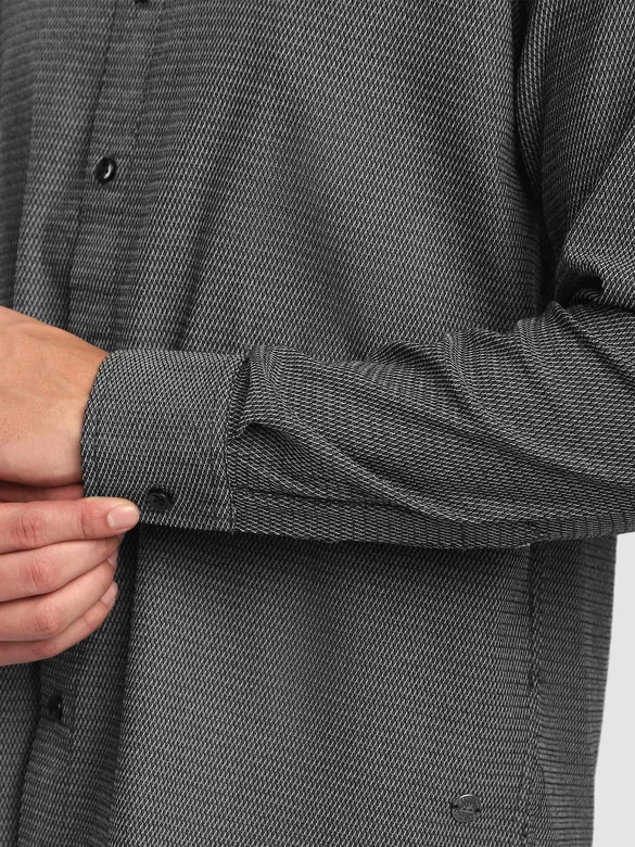 Black Structured Full Sleeve Shirt