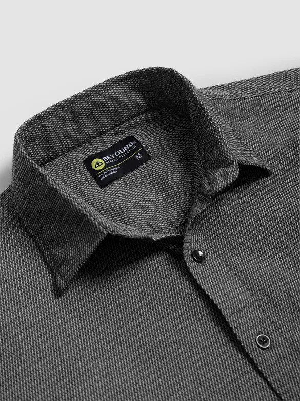 Black Structured Full Sleeve Shirt