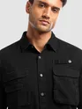 Black Utility Pockets Shirt For Men