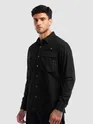 Black Utility Pockets Shirt For Men