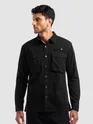 Black Utility Pockets Shirt For Men