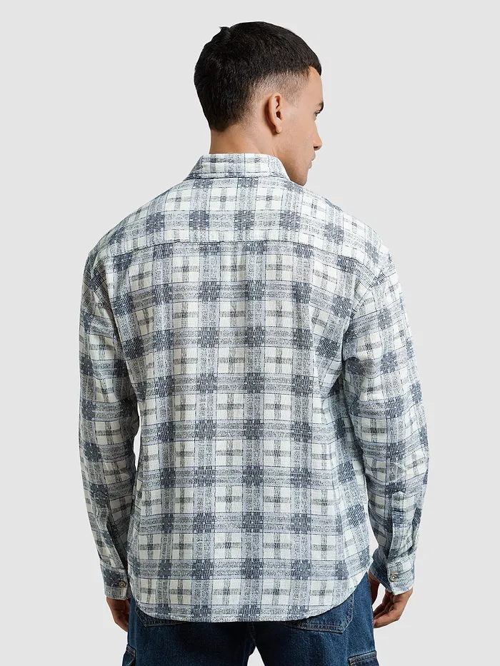 Blue Waffle Plaid Shirt