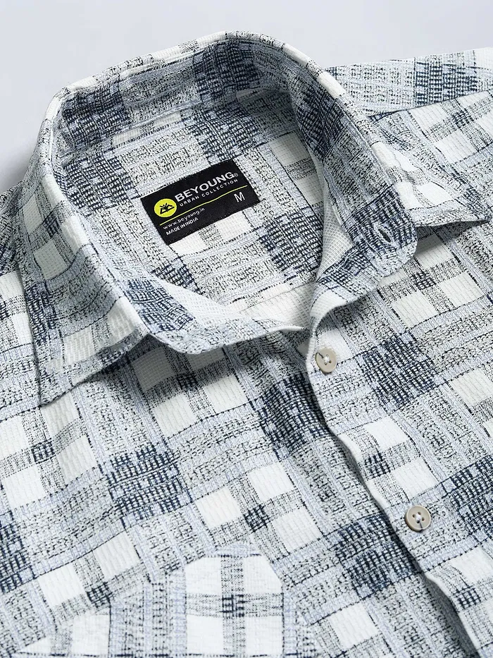 Blue Waffle Plaid Shirt