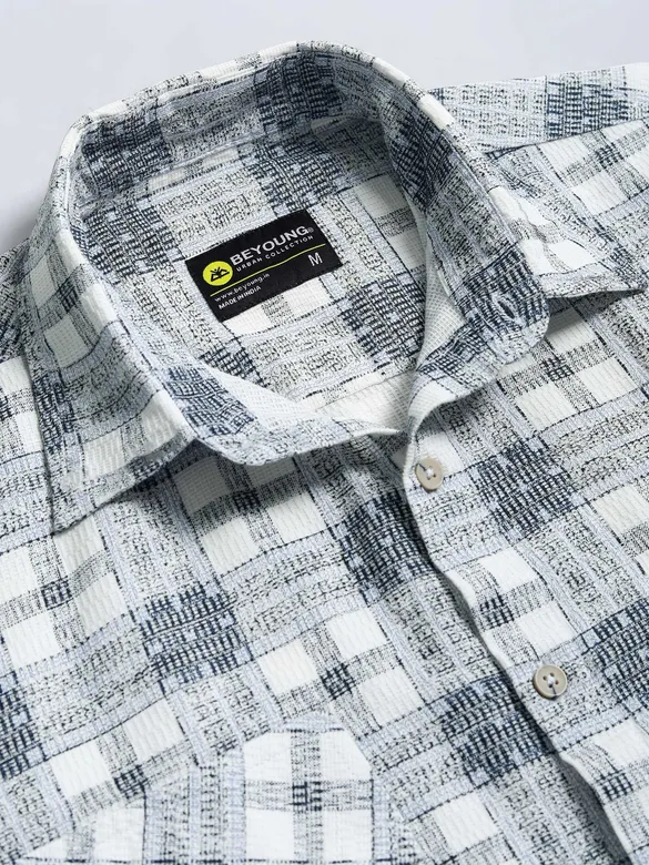 Blue Waffle Plaid Shirt
