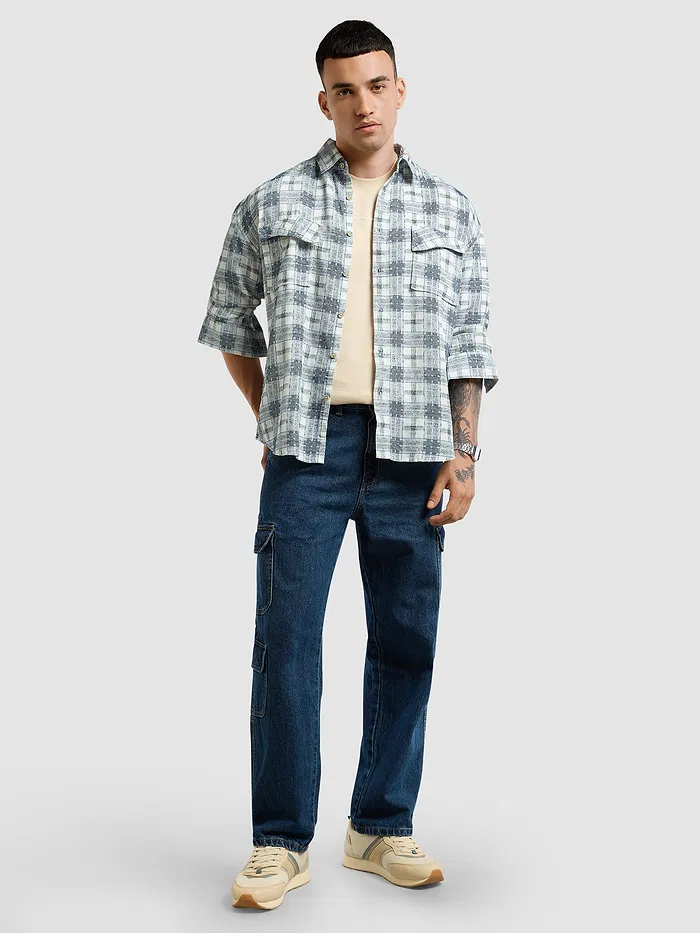 Blue Waffle Plaid Shirt