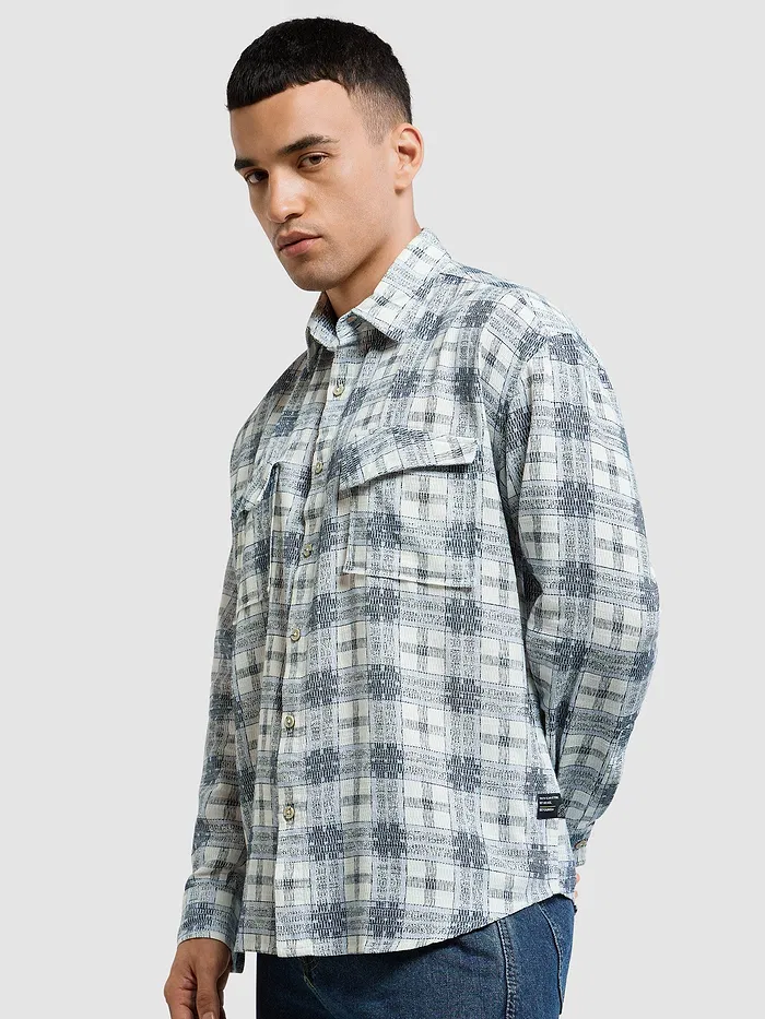 Blue Waffle Plaid Shirt
