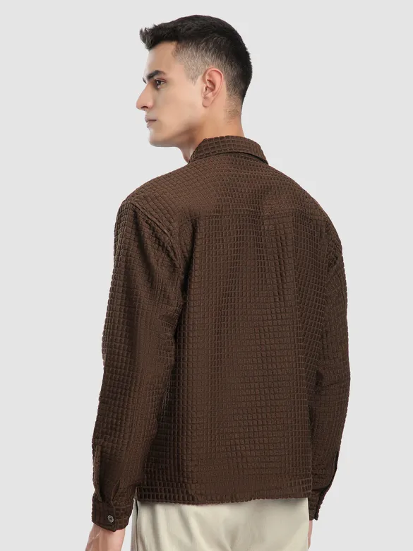 Brown Bubble Textured Shacket