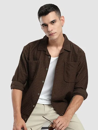 Brown Bubble Textured Shacket