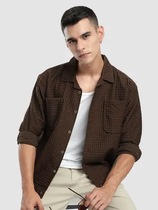 Brown Bubble Textured Shacket