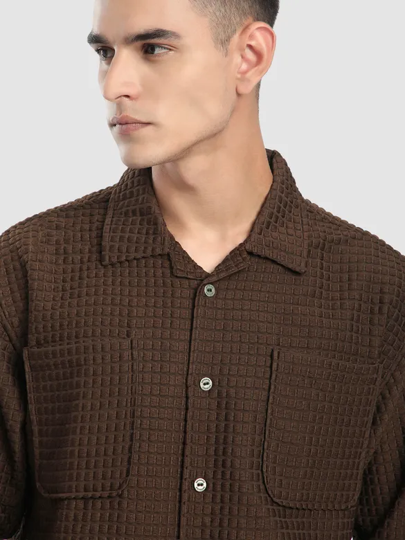 Brown Bubble Textured Shacket