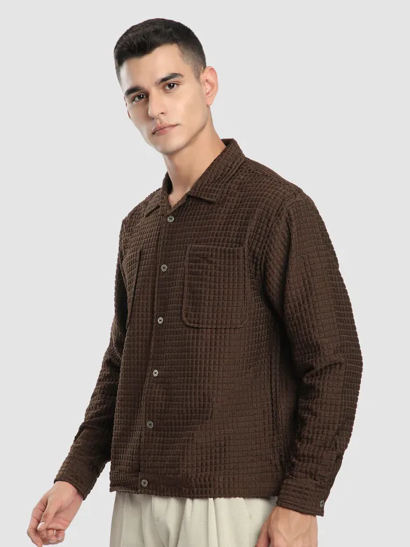 Brown Bubble Textured Shacket