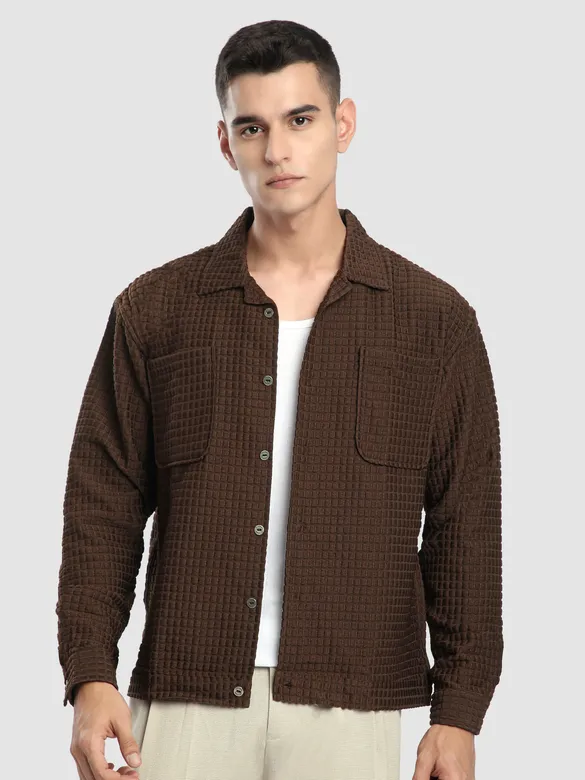 Brown Bubble Textured Shacket