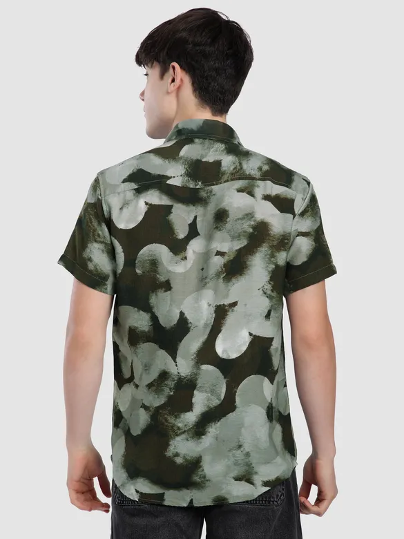 Brown Circular Abstract Printed Shirt