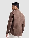 Brown Mandarin Collar Shirt For Men