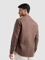 Brown Mandarin Collar Shirt For Men
