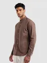 Brown Mandarin Collar Shirt For Men