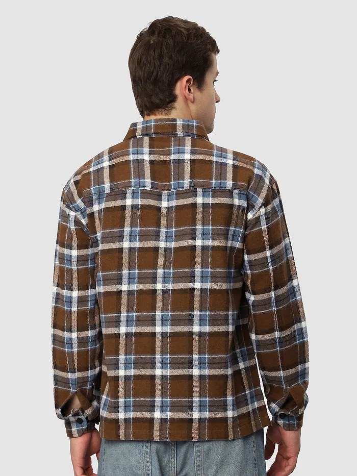 Brown Recycled Check Flannel Shirt