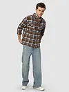 Brown Recycled Check Flannel Shirt