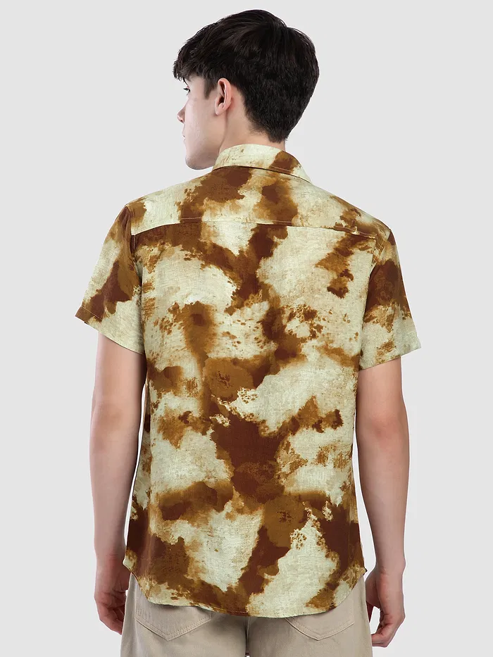 Brown Tie and Dye Printed Shirt