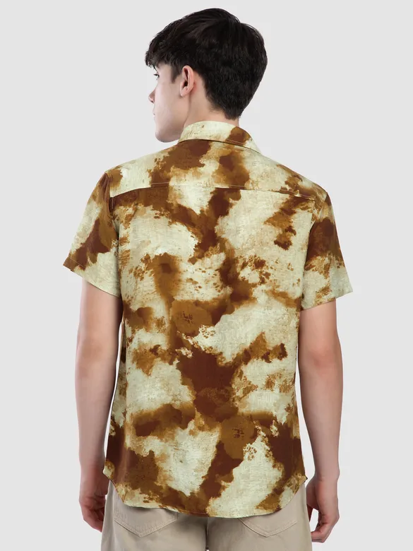 Brown Tie and Dye Printed Shirt