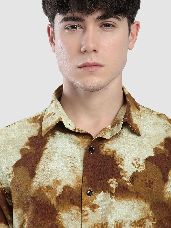 Brown Tie and Dye Printed Shirt