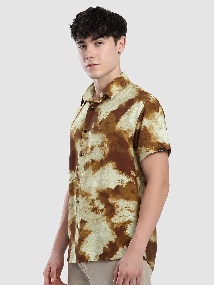 Brown Tie and Dye Printed Shirt