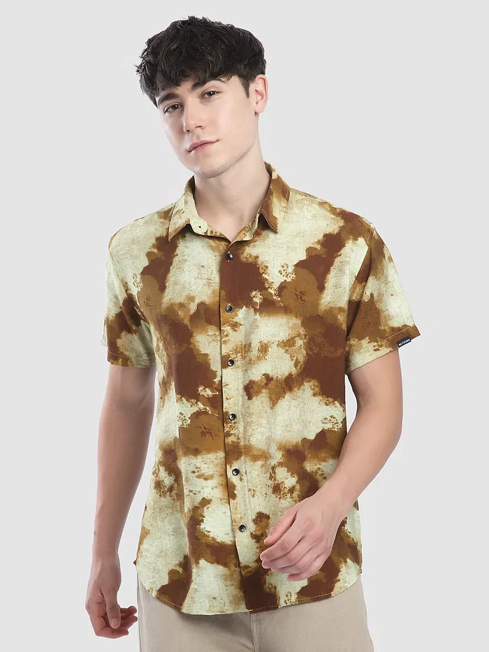 Brown Tie and Dye Printed Shirt
