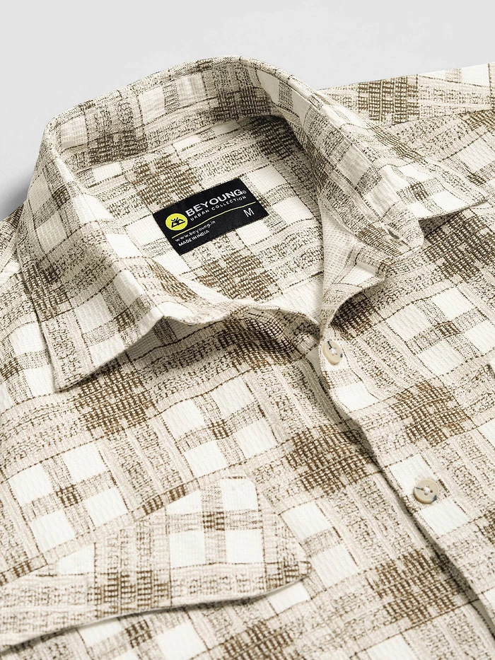 Brown Waffle Plaid Shirt