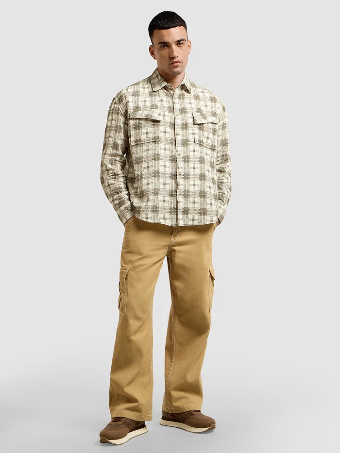 Brown Waffle Plaid Shirt