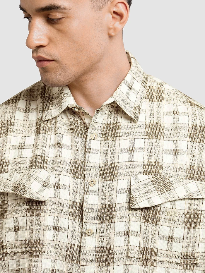 Brown Waffle Plaid Shirt