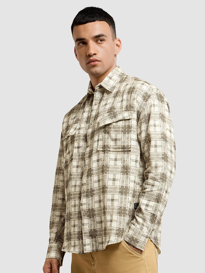 Brown Waffle Plaid Shirt