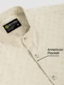 Cream Mandarin Collar Shirt For Men