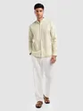 Cream Mandarin Collar Shirt For Men