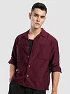 Dark Maroon Bubble Textured Shacket