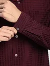 Dark Maroon Bubble Textured Shacket