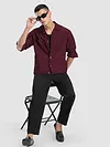 Dark Maroon Bubble Textured Shacket