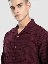 Dark Maroon Bubble Textured Shacket