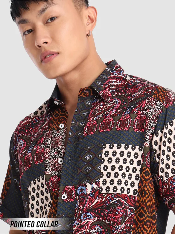Multicolor Patchwork Hawaiian Shirt