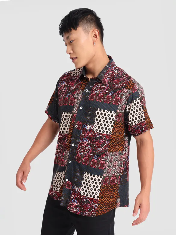 Multicolor Patchwork Hawaiian Shirt