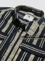 Navy Blue and Beige Striped Shirt