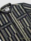 Navy Blue and Beige Striped Shirt