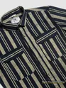 Navy Blue and Beige Striped Shirt