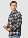 Navy Blue Recycled Check Flannel Shirt