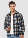 Navy Blue Recycled Check Flannel Shirt