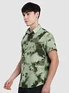 Olive Tie and Dye Printed Shirt